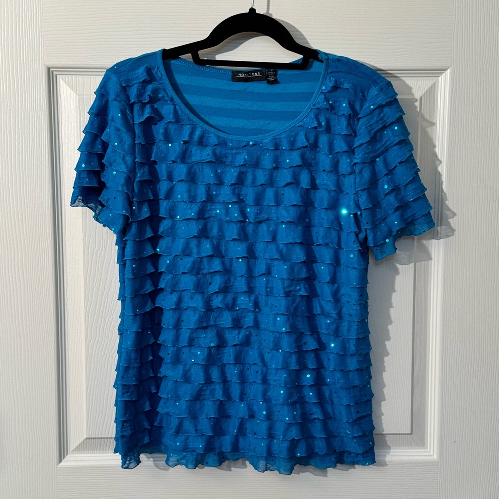 Notations Blue Sparkle Shirt S